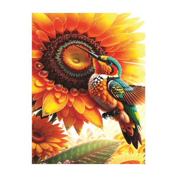 Diamantové malování - Kytka a kolibřík 30 x 40 cm
