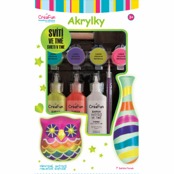 CreaFun - Svítící akrylové barvy 7 barev