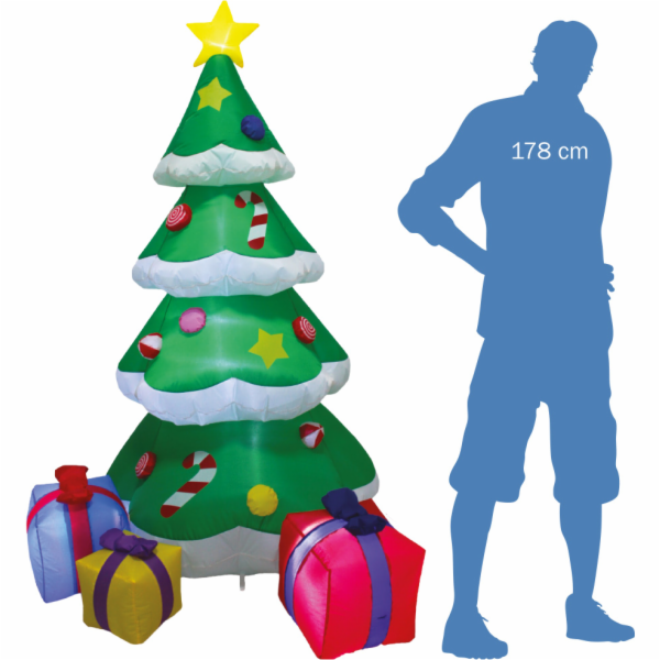 Nafukovací svítící stromeček s dárky 183 cm