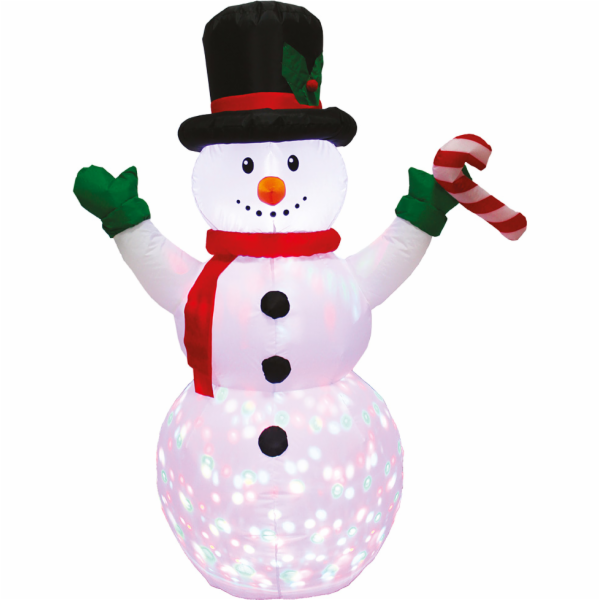 Nafukovací svítící sněhulák candy cane 150 cm