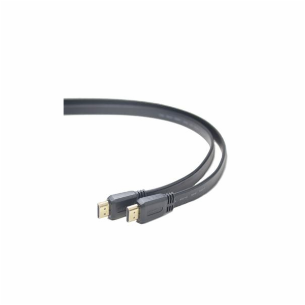 PremiumCord HDMI High Speed + Ethernet plochý kabel, zlac...