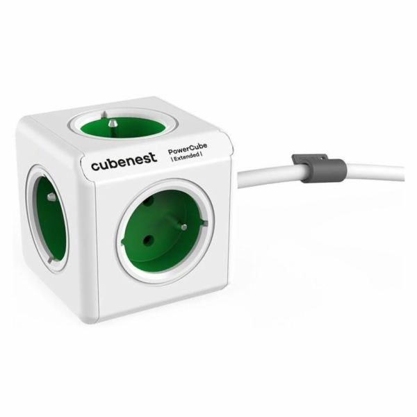 Cubenest Powercube Extended, 5× zásuvka, 1,5 m,  bílá/zel...