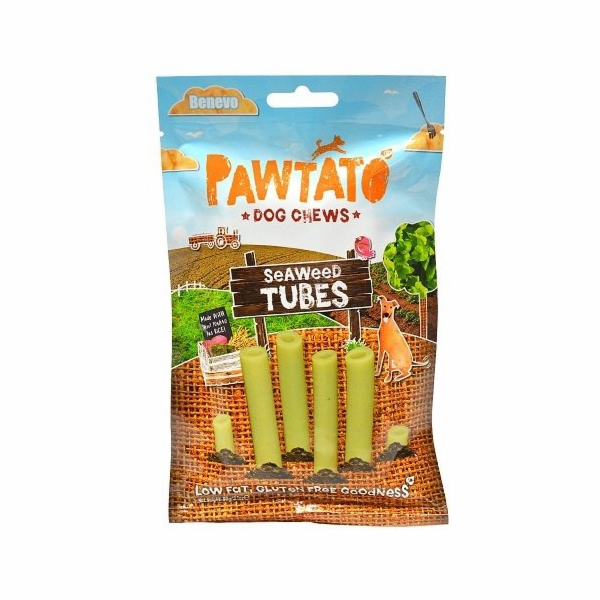 Benevo Odměna pro psy Pawtato Tubes Seaweed 90g
