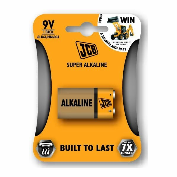 JCB SUPER alkalická baterie 6LR61/9V, blistr 1 ks