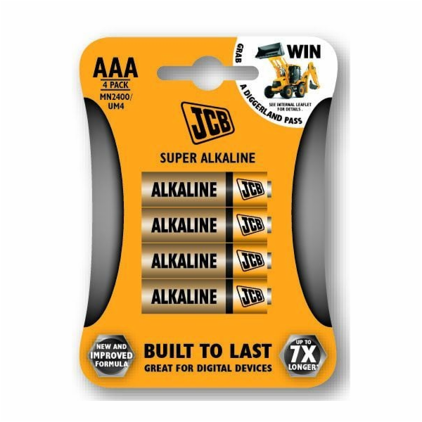 JCB SUPER alkalická baterie LR03, blistr 4 ks