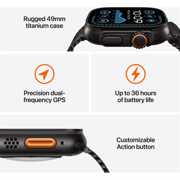 Apple Watch Ultra 2 49mm, chytré hodinky, černý titan