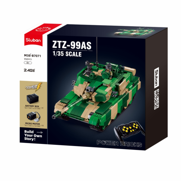 Sluban Power Bricks M38-B7071 R/C ZTZ-99AS Tank na dálkov...