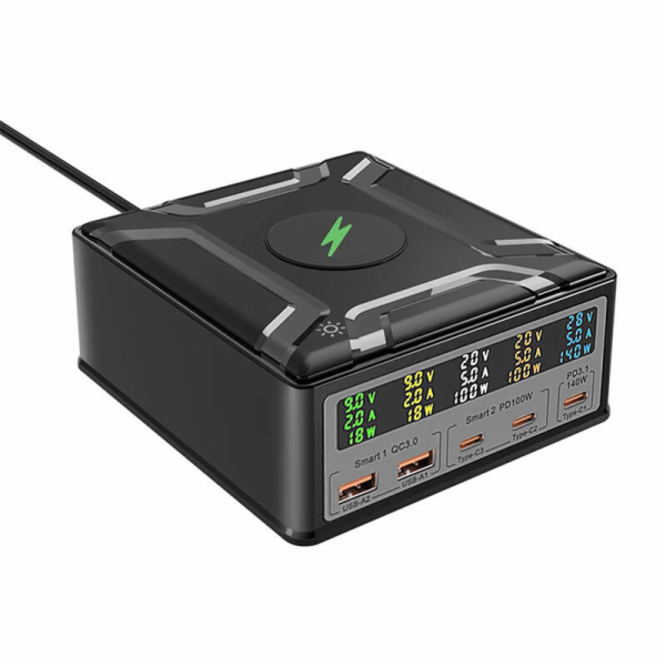 Blitzwolf BW-S28 260W, 2xUSB-A, 3xUSB-C, 15W wireless cha...