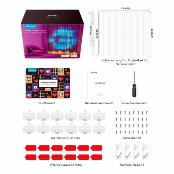 Govee RGBIC Curtain Light 520 LED - 1.5 x 2m