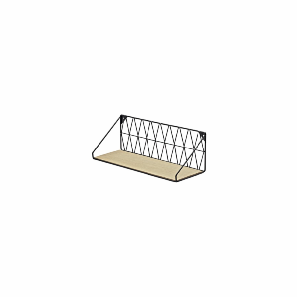 Polička Dolle Diamond, černá/dub, 40 x 12 x 13 cm