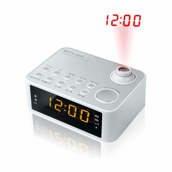 Muse M-178 PW Clock Digital Silver  White