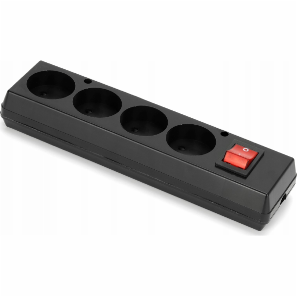 Čtyřcestná zásuvka s vypínačem, vyjímatelná 4x2 ČERNÁ MT0...