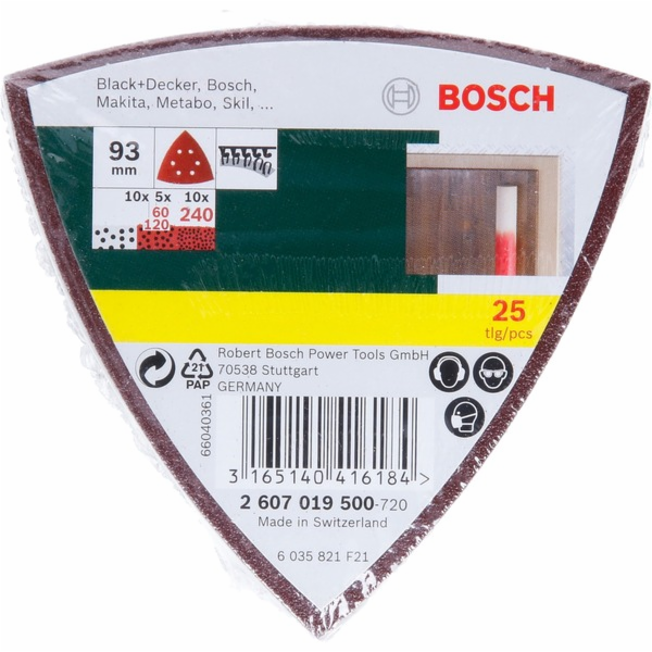 Bosch 25 Sanding sheets for delta sander grit 60/120/240