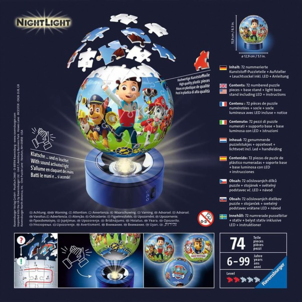 Ravensburger puzzle koule noční světlo Paw Patrol