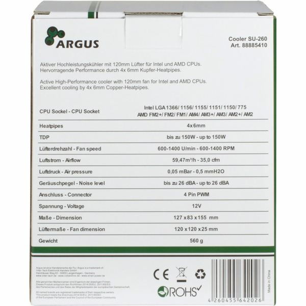 CPU chladič Inter-Tech Argus (SU-260)