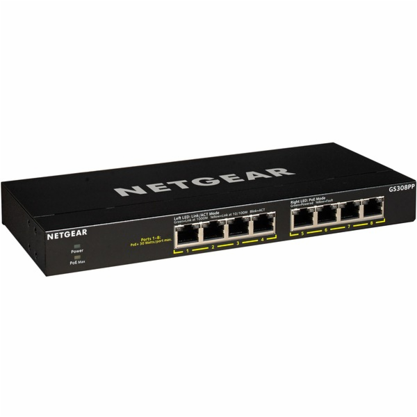 Netgear GS308PP, přepínač