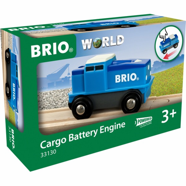 Nákladní lokomotiva BRIO World Blue s baterií, autíčko