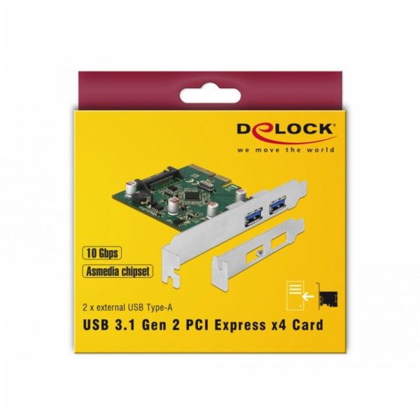 DeLOCK PCIe x4 > 2x ext USB 3.1 Gen2 A, USB řadič