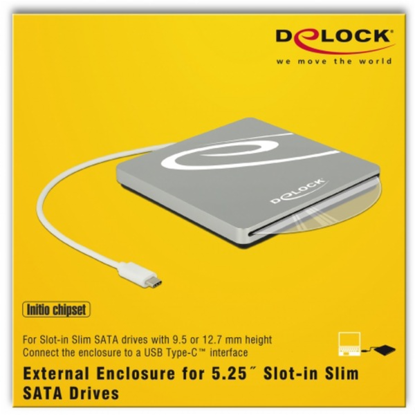 Externí pouzdro DeLOCK pro 5,25” slot-in tenké disky SATA...