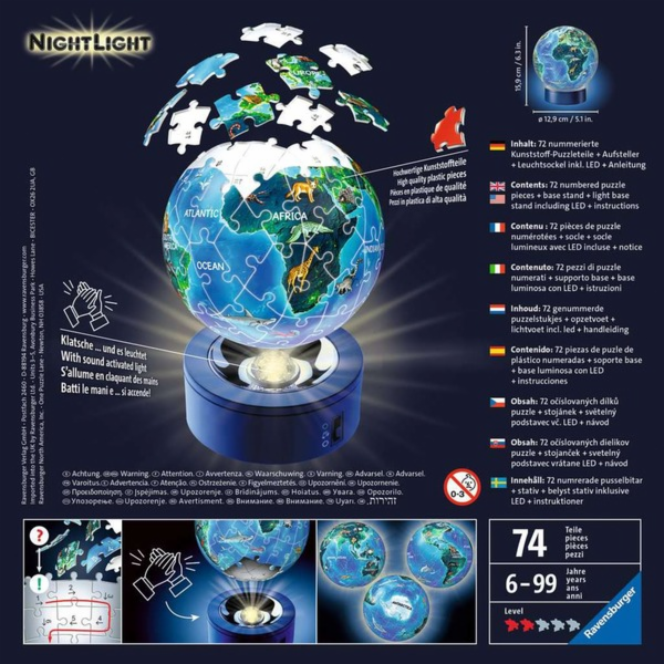 Noční světlo Ravensburger - Země v noci, puzzle