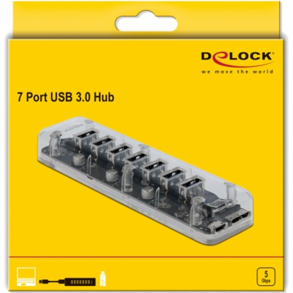 DeLOCK Externí USB 3.0 Hub se 7 porty, USB hub