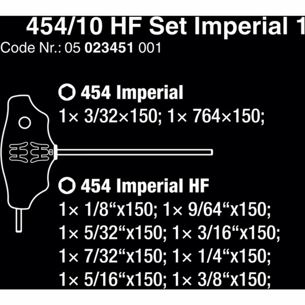 Wera Sada šroubováků 454/10 HF Imperial 1 s T-rukojetí + ...