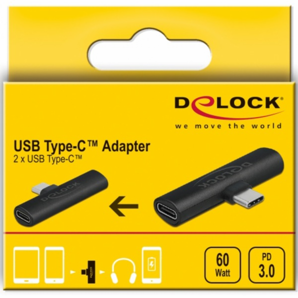 USB 2.0 Adapter, USB-C Stecker 90° > 2x USB-C Buchse