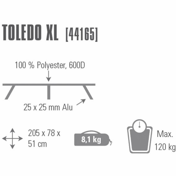 Kempingové lehátko Toledo XL 44165, kempingová postel