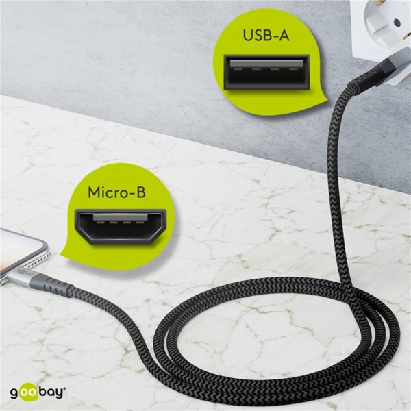 USB 2.0 Kabel, USB-A Stecker > Micro-USB Stecker