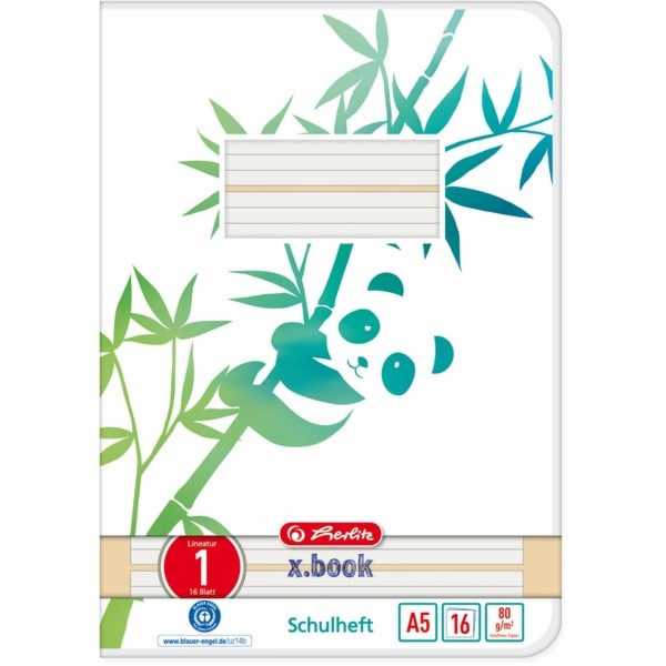 Heft A5 16 Blatt Lineatur 01 GREENline Panda