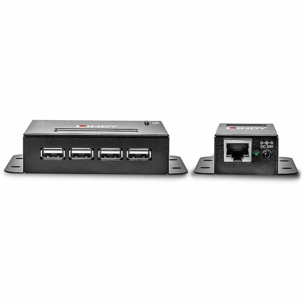 Lindy 50m 4portový USB 2.0 Cat.6 extender (černý, USB 2.0...