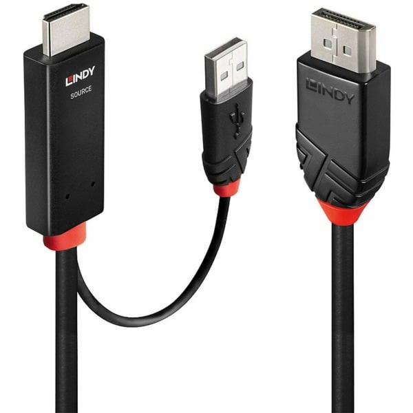 Lindy adaptérový kabel HDMI > DisplayPort (černý/červený,...