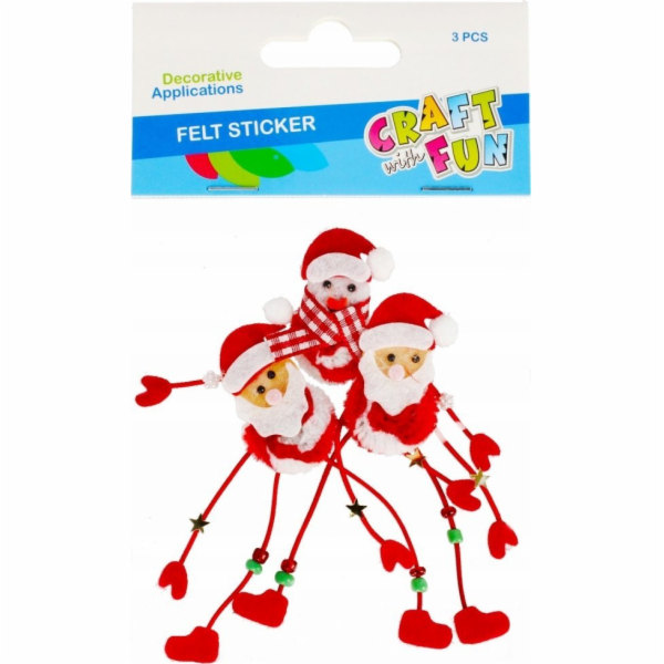 Craft with Fun ORNAMENT BN FELT SANTA 3 KS CF PBH 12/144
