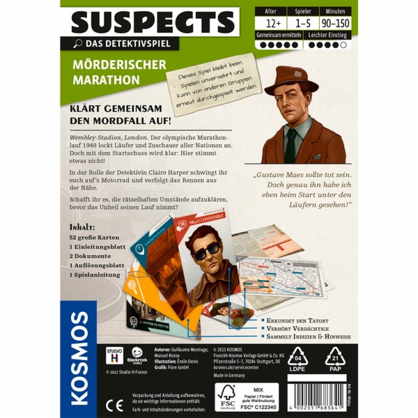 KOSMOS Suspects: Murderous Marathon, karetní hra