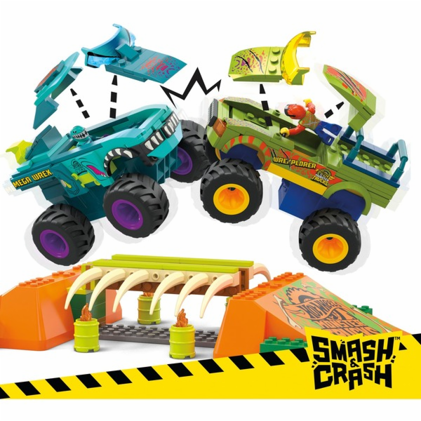 MEGA Hot Wheels Monster Trucks Mega-Wrex Bone Crash Stunt...