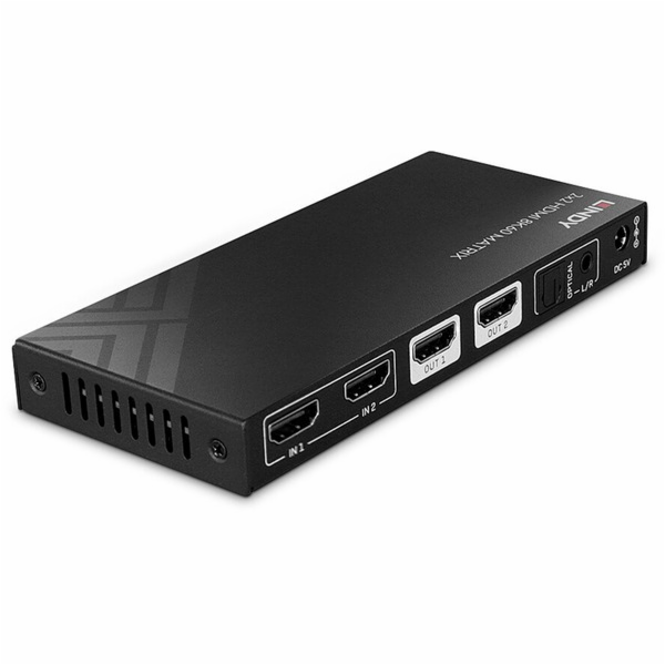 Lindy 2x2 8K60 Matrix HDMI přepínač (černý, EDID správa, ...