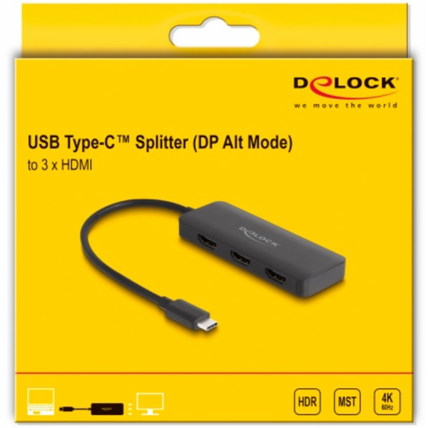DeLOCK USB-C > 3x HDMI Splitter MST 4K 60Hz