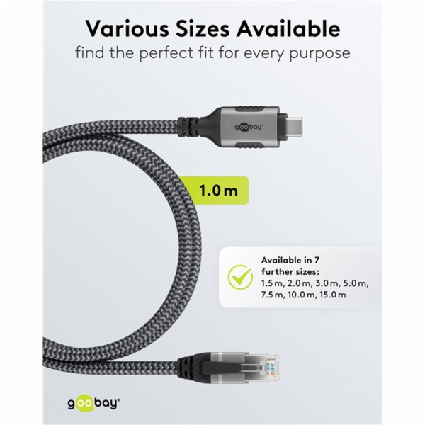 Goobay Ethernetový kabel USB-C 3.2 Gen2 samec > RJ-45 sam...