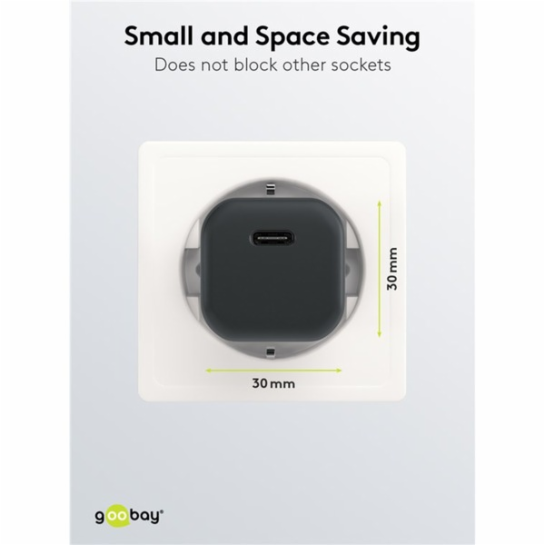 goobay USB-C rychlonabíječka Nano, PD, GaN, 20 wattů