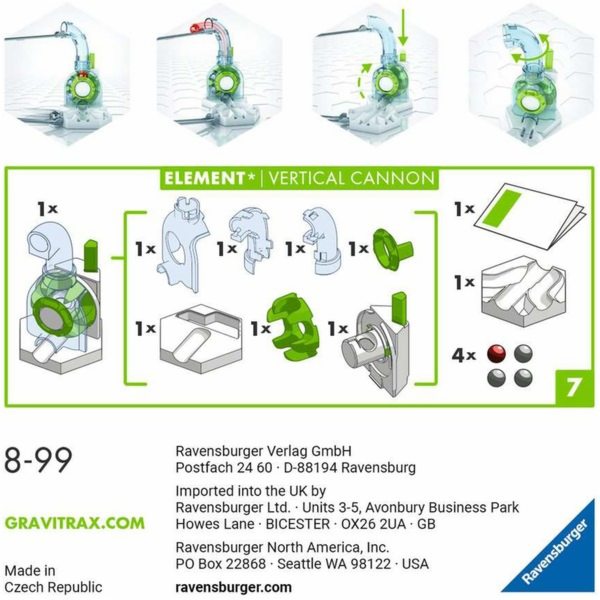 Ravensburger GraviTrax Element Vertical Cannon, dráha