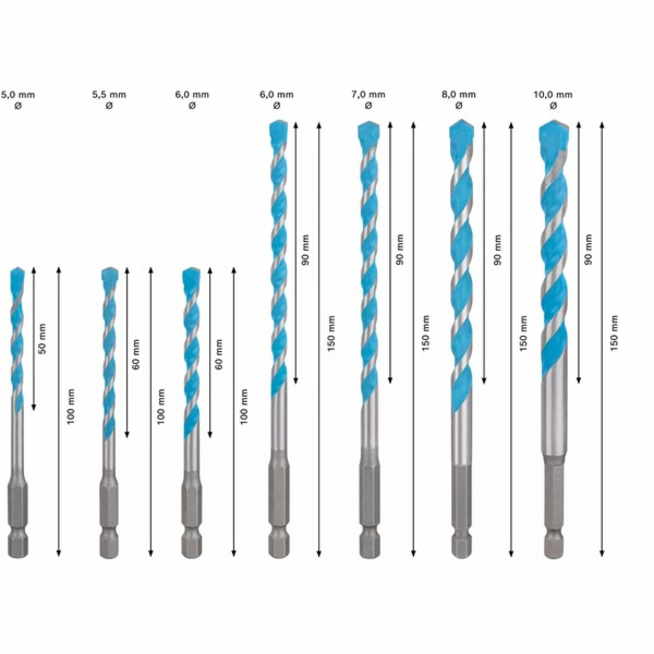 Sada vrtáků Bosch Expert HEX-9 MultiConstruction, 7 kusů