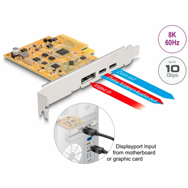 DeLOCK PCIe x4 karta pro 1x ext. USB-C 10 Gbit/s B. + 1x ...