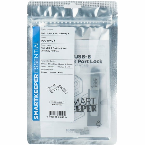 Smartkeeper  Mini Mini USB-B Port Blocker šedý 4ks.+klíč