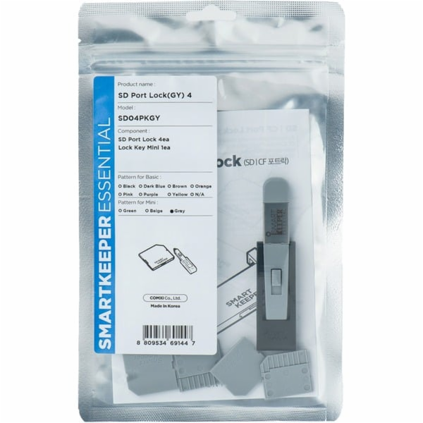 Smartkeeper  Mini SD Port Blocker šedý 4 Stk.+Key