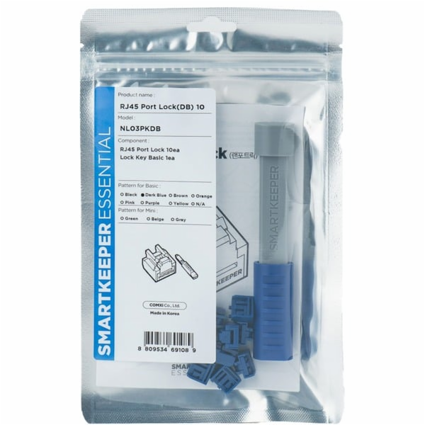 Smartkeeper  Basic RJ45 Port Blocker dunkelblau 10 Stk.+Key