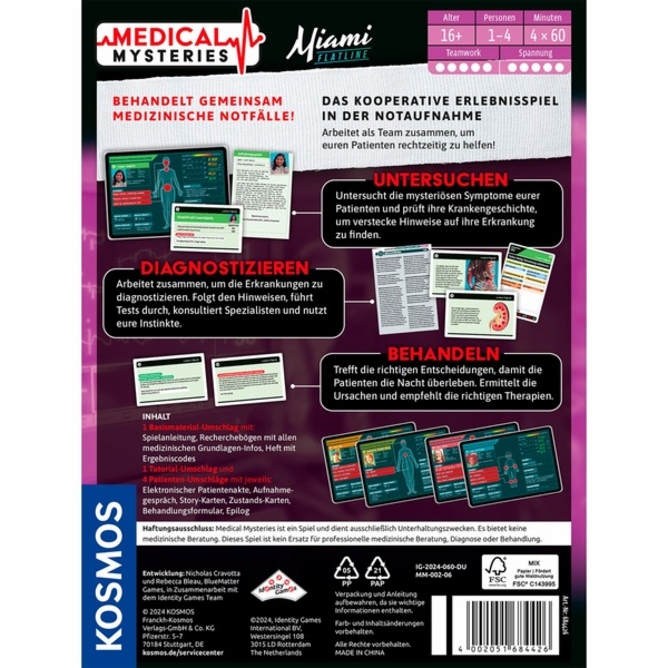 KOSMOS Medical Mysteries - Miami Flatline, desková hra