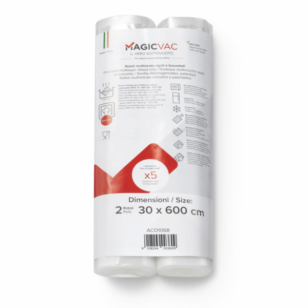 MagicVac 2 role vakuové balicí fólie 30 cm x 6 m