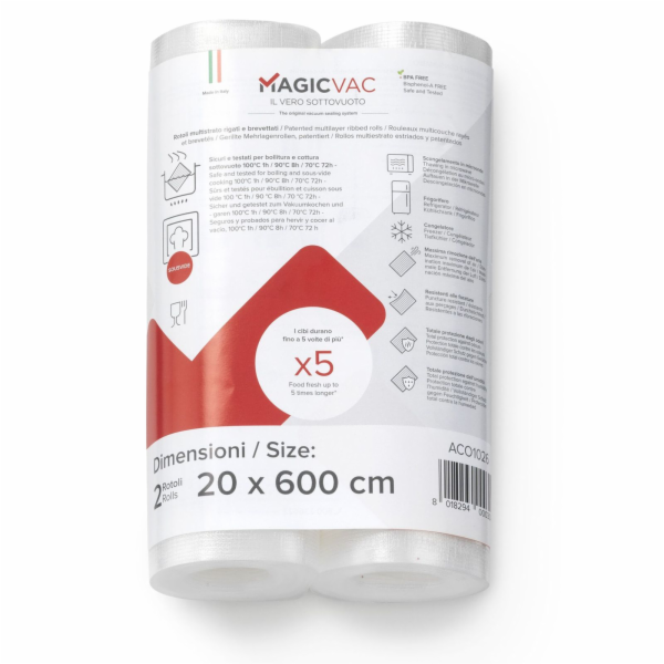 MagicVac 2 Vacuum sealer rolls  with Label 20 cm x 6 m