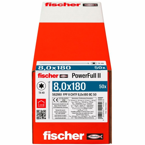 fischer vrut do dřeva PowerFull II 8,0x180 ZK TX VG
