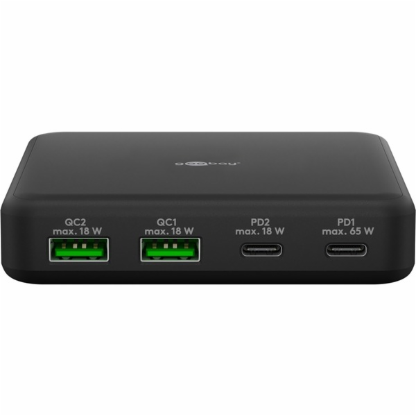goobay USB-C víceportová stolní nabíječka, PD, GaN, 65 wattů